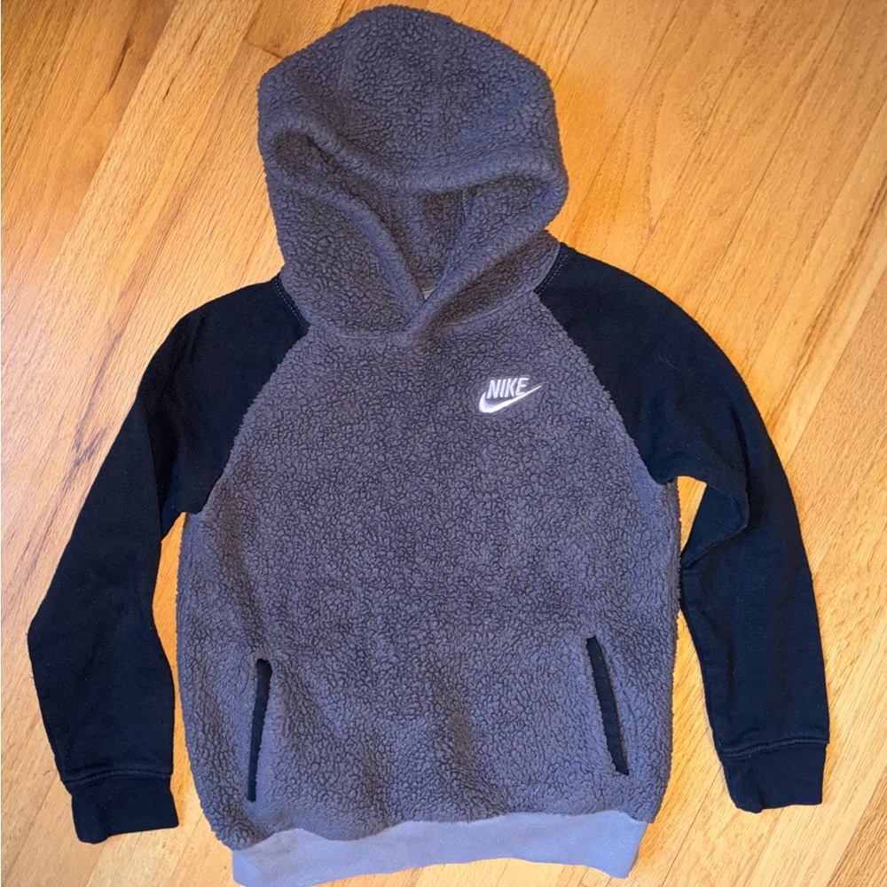 Kids Nike Charcoal Sherpa Hoodie